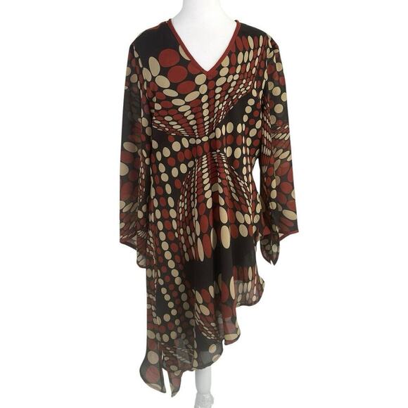 Lane Bryant Top Women Size 14/16 Brown Bell Sleeves With Slit V-neck - Picture 1 of 16